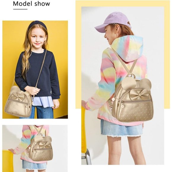 Bowknot Polka Dot Mini Backpack And Convertible Shoulder Bag Purse for Women - Picture 7 of 7